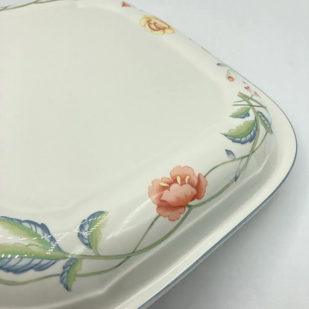 Vtg Villeroy & Boch Albertina 2 QT Square Microwave Baker w/ Lid W Germany #1748